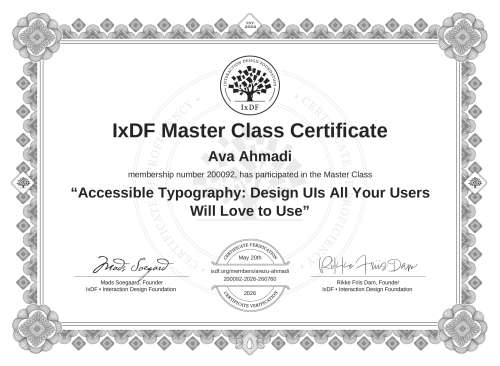 Accessible Typography: Design UIs All Your Users Will Love to Use certificate
