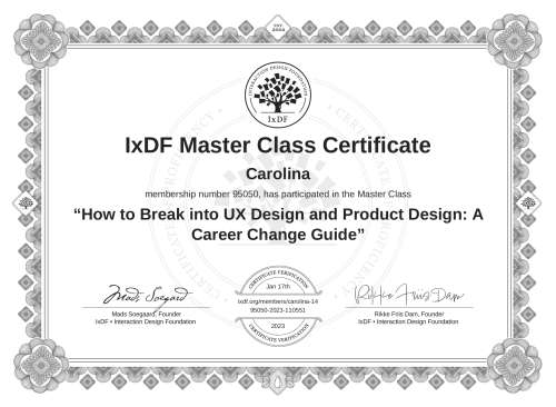 How to Break into UX Design and Product Design: A Career Change Guide certificate