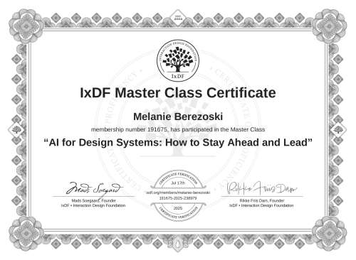 AI for Design Systems: How to Stay Ahead and Lead certificate