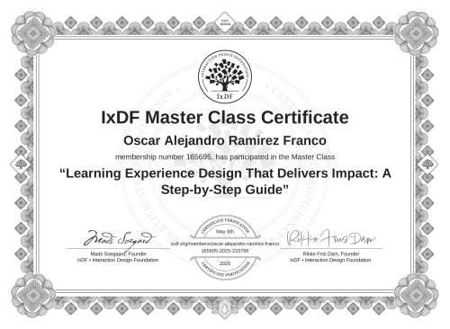 Learning Experience Design That Delivers Impact: A Step-by-Step Guide certificate