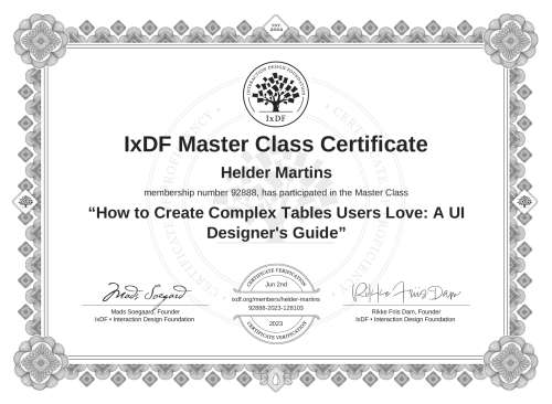 How to Create Complex Tables Users Love: A UI Designer's Guide certificate