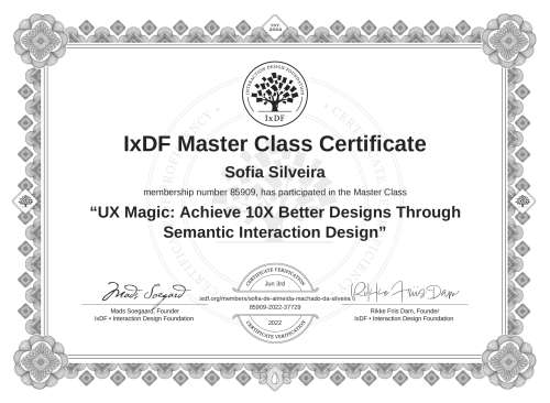 UX Magic: Achieve 10X Better Designs Through Semantic Interaction Design certificate