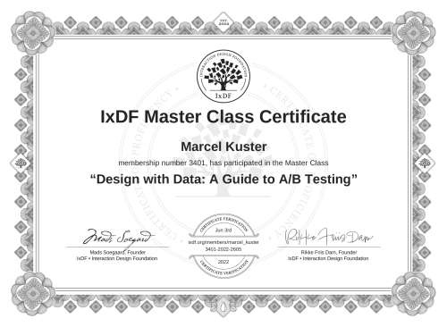 Design with Data: A Guide to A/B Testing certificate
