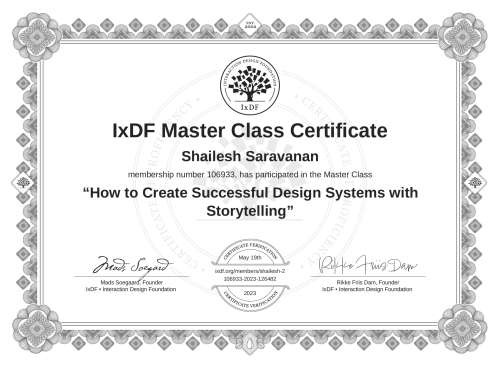 How to Create Successful Design Systems with Storytelling certificate