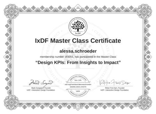 Design KPIs: From Insights to Impact certificate