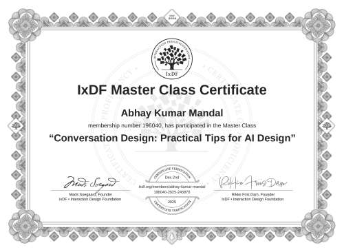 Conversation Design: Practical Tips for AI Design certificate