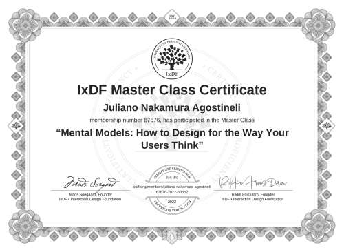 Mental Models: How to Design for the Way Your Users Think certificate