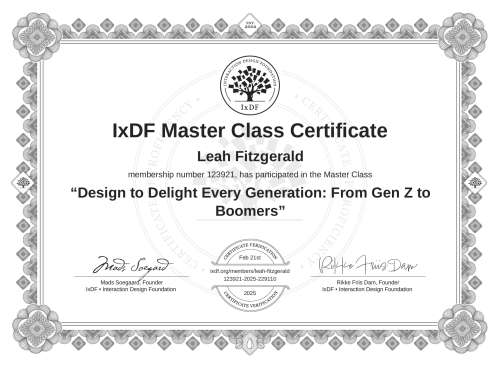 Design to Delight Every Generation: From Gen Z to Boomers certificate
