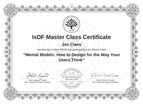 Mental Models: How to Design for the Way Your Users Think certificate