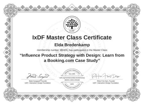 Influence Product Strategy with Design: Learn from a Booking.com Case Study certificate