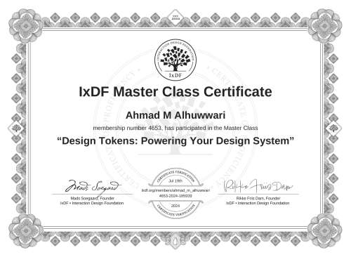 Design Tokens: Powering Your Design System certificate