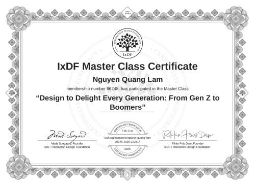 Design to Delight Every Generation: From Gen Z to Boomers certificate