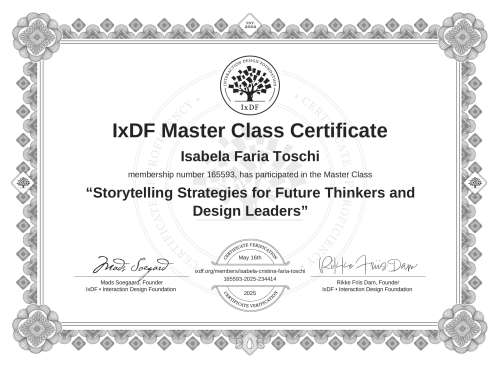 Storytelling Strategies for Future Thinkers and Design Leaders certificate