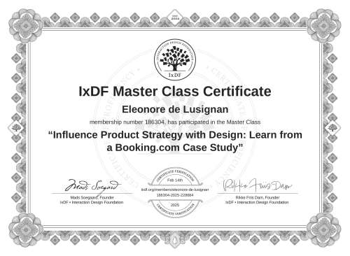 Influence Product Strategy with Design: Learn from a Booking.com Case Study certificate
