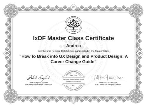 How to Break into UX Design and Product Design: A Career Change Guide certificate