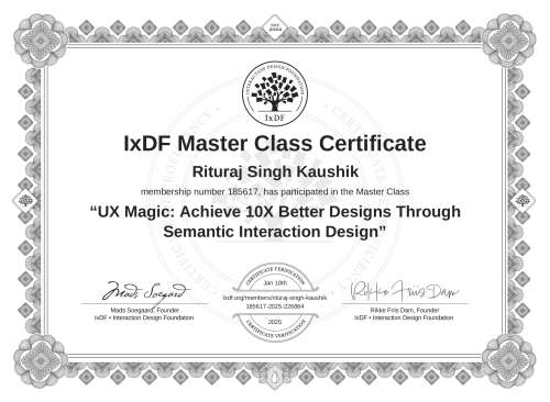 UX Magic: Achieve 10X Better Designs Through Semantic Interaction Design certificate