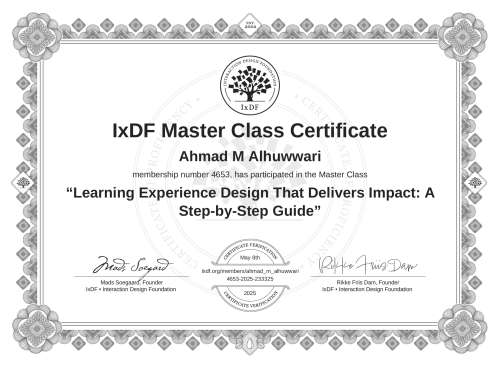 Learning Experience Design That Delivers Impact: A Step-by-Step Guide certificate