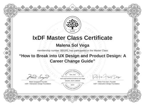 How to Break into UX Design and Product Design: A Career Change Guide certificate