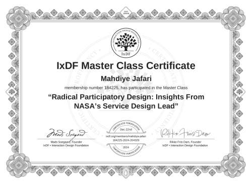 Radical Participatory Design: Insights From NASA’s Service Design Lead certificate