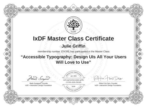 Accessible Typography: Design UIs All Your Users Will Love to Use certificate