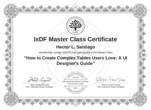 How to Create Complex Tables Users Love: A UI Designer's Guide certificate