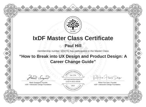 How to Break into UX Design and Product Design: A Career Change Guide certificate