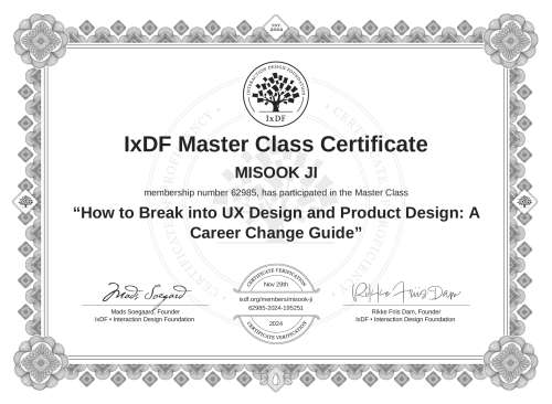 How to Break into UX Design and Product Design: A Career Change Guide certificate