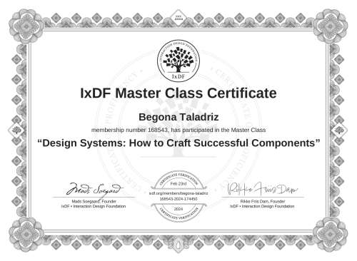 Design Systems: How to Craft Successful Components certificate