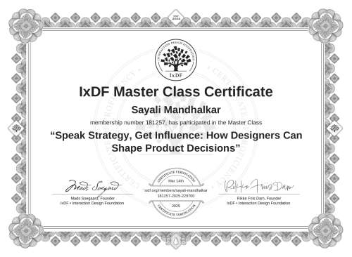 Speak Strategy, Get Influence: How Designers Can Shape Product Decisions certificate