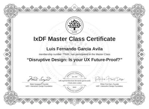 Disruptive Design: Is your UX Future-Proof? certificate