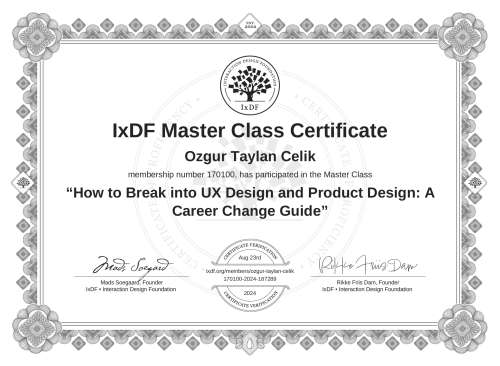 How to Break into UX Design and Product Design: A Career Change Guide certificate