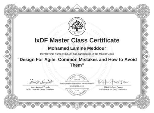 Design For Agile: Common Mistakes and How to Avoid Them certificate