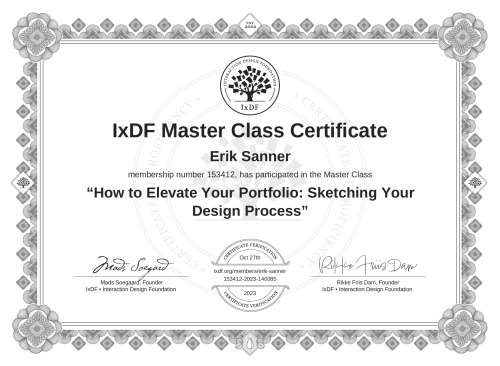 How to Elevate Your Portfolio: Sketching Your Design Process certificate
