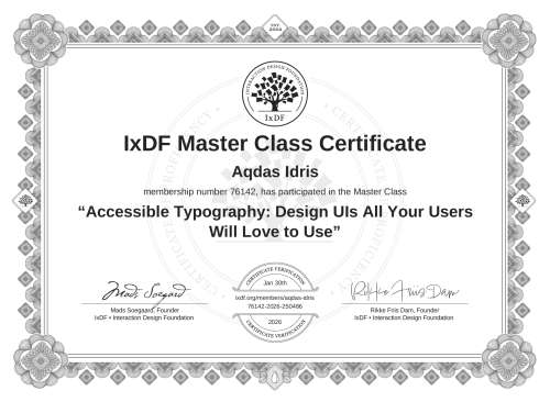 Accessible Typography: Design UIs All Your Users Will Love to Use certificate