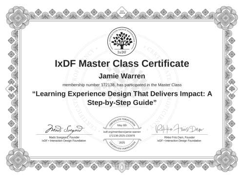 Learning Experience Design That Delivers Impact: A Step-by-Step Guide certificate