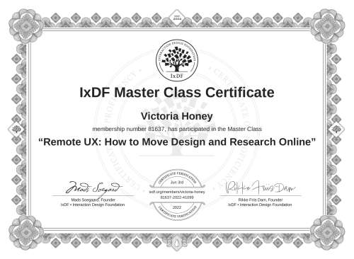 Remote UX: How to Move Design and Research Online certificate