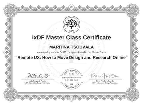 Remote UX: How to Move Design and Research Online certificate