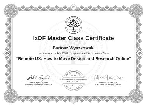 Remote UX: How to Move Design and Research Online certificate