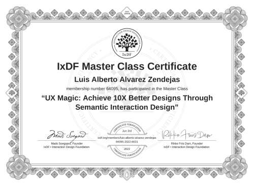 UX Magic: Achieve 10X Better Designs Through Semantic Interaction Design certificate