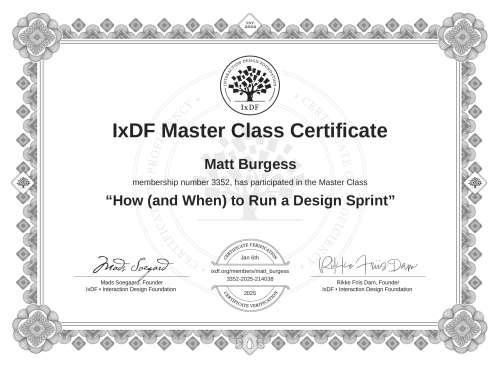 How (and When) to Run a Design Sprint certificate