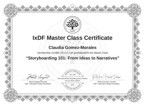 Storyboarding 101: From Ideas to Narratives certificate