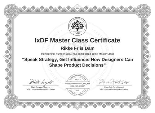 Speak Strategy, Get Influence: How Designers Can Shape Product Decisions certificate