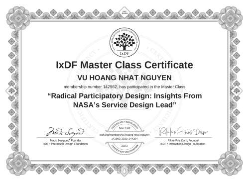 Radical Participatory Design: Insights From NASA’s Service Design Lead certificate