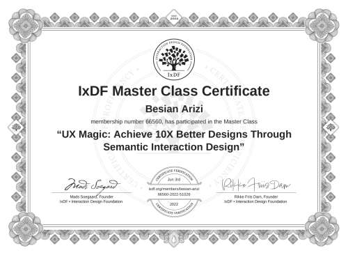 UX Magic: Achieve 10X Better Designs Through Semantic Interaction Design certificate