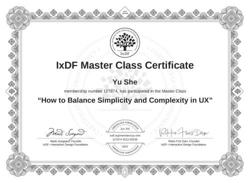 How to Balance Simplicity and Complexity in UX certificate