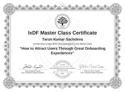 How to Attract Users Through Great Onboarding Experiences certificate