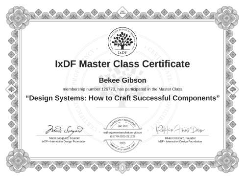 Design Systems: How to Craft Successful Components certificate