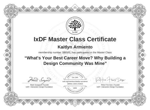 What's Your Best Career Move? Why Building a Design Community Was Mine certificate
