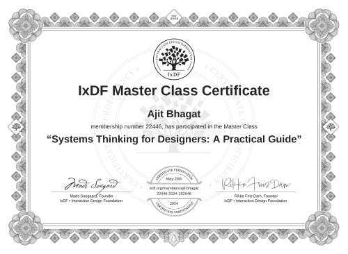 Systems Thinking for Designers: A Practical Guide certificate