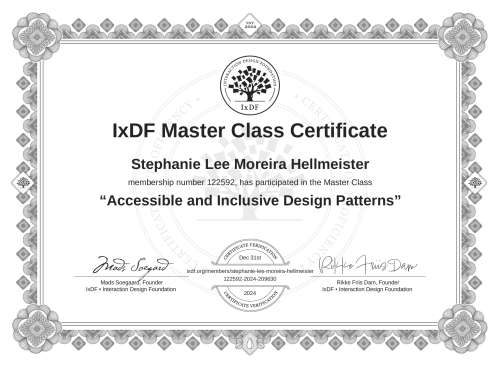 Accessible and Inclusive Design Patterns certificate